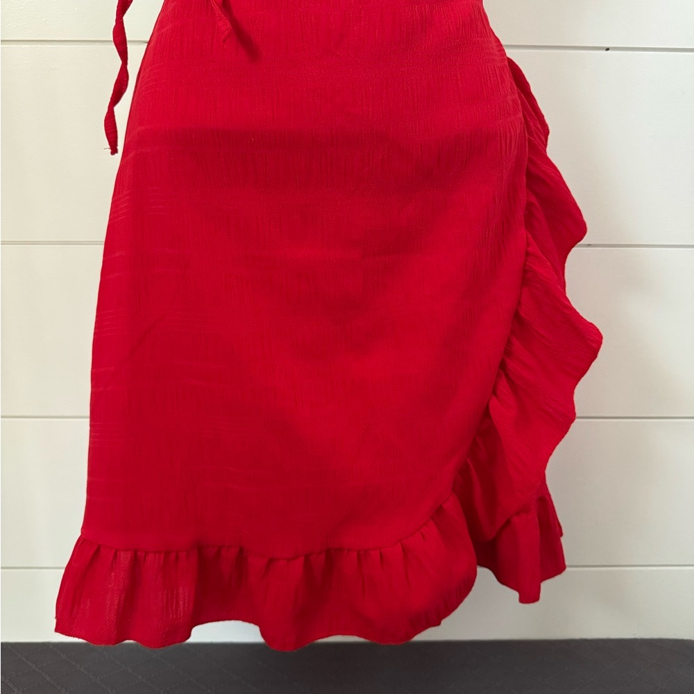 SHEIN Vibrant Red Asymmetrical Wrap Dress, Women’s M - Picture 3 of 6